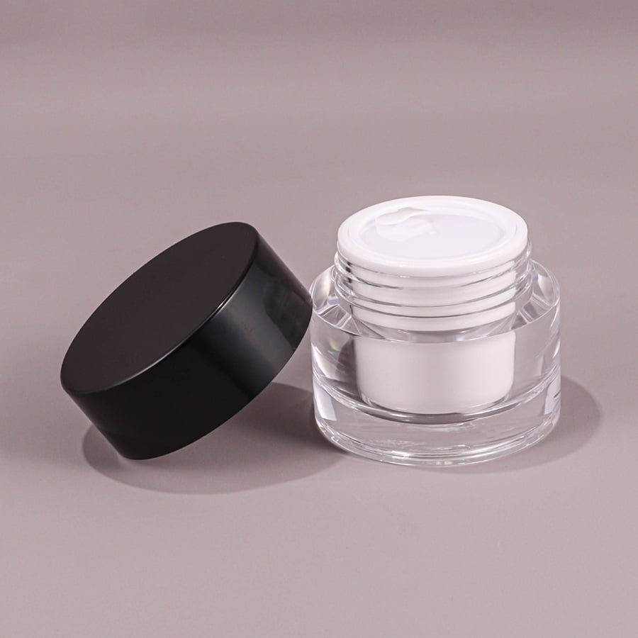 Clear AS outer shell with solid color PP inner bowl for skincare creams