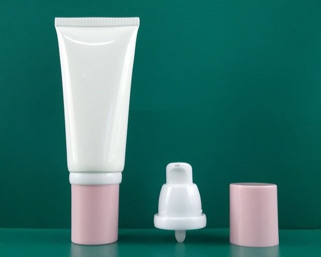 Airless pump cosmetic tubes dispensing skincare formula