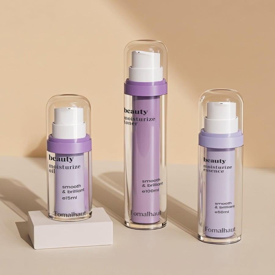 Minimalist PP airless pump bottles featuring a metal-free spring structure for cosmetic serum packaging