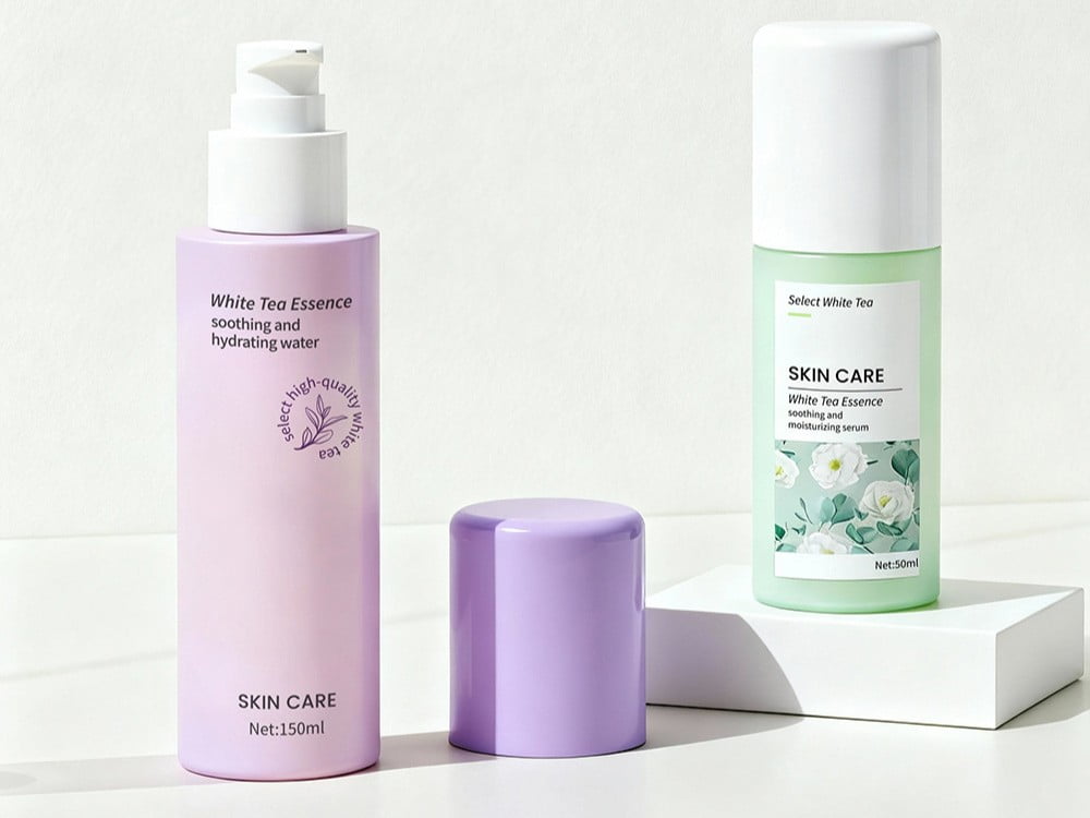 Cosmetic packaging surface treatments including silk screen and matte coating