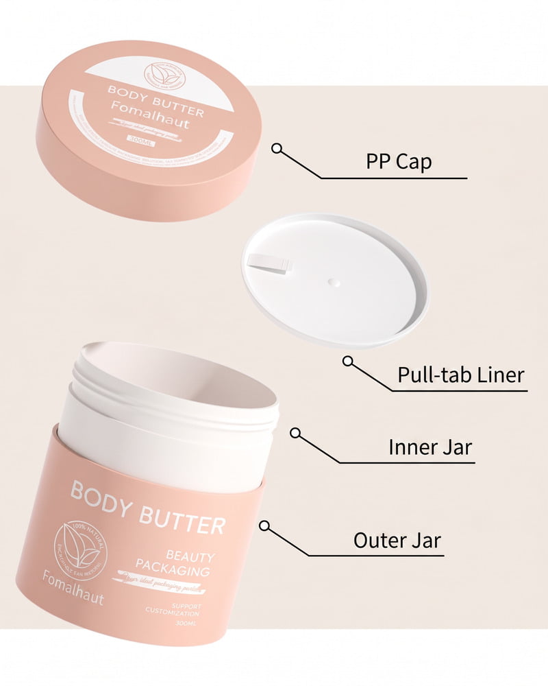 Cross section of cosmetic jar liners and inner disc sealing mechanism