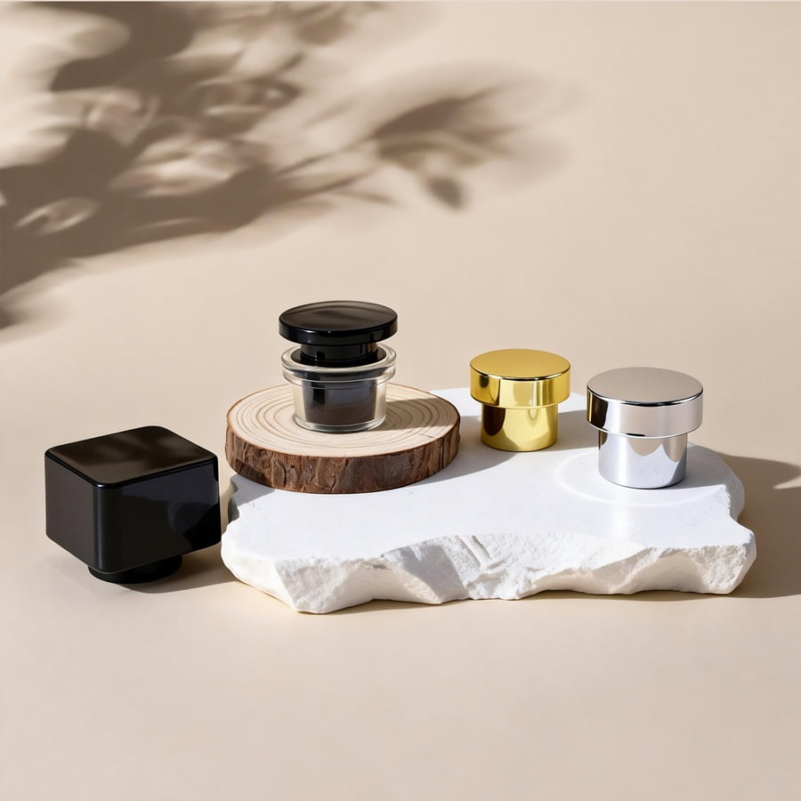 Electroplated gold and silver ABS luxury overcaps for high-end glass cosmetic bottles