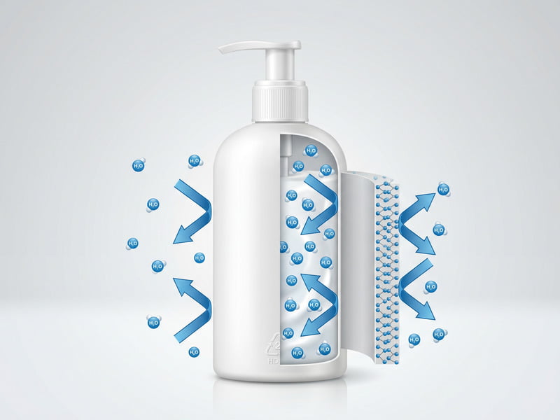 HDPE Moisture Retention Barrier Illustration for Cosmetic Packaging