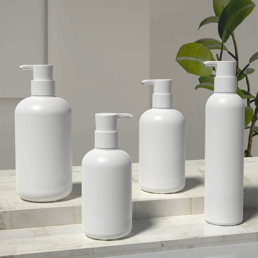 250ml to 1000ml solid color HDPE cosmetic pump bottles for shampoo and body wash