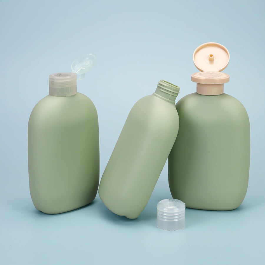 Flat and Boston round HDPE squeeze bottles with flip tops and disc tops for sunscreen and baby care