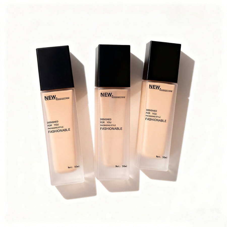 Heavy-base glass foundation bottles with precise pump dispensers