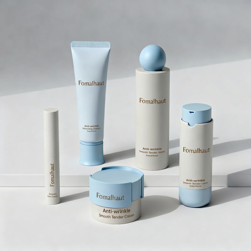 Makeup Cosmetic Packaging including foundation bottles and lip gloss tubes