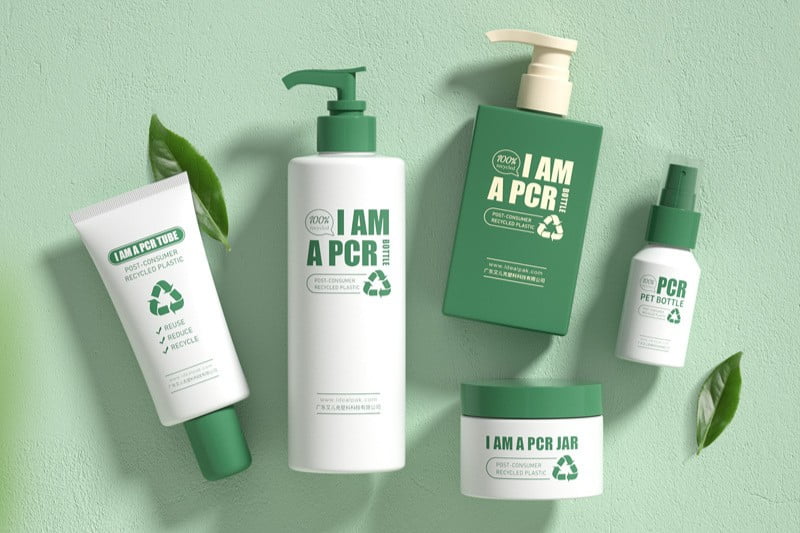 Post-Consumer Recycled Plastic Cosmetic Bottles
