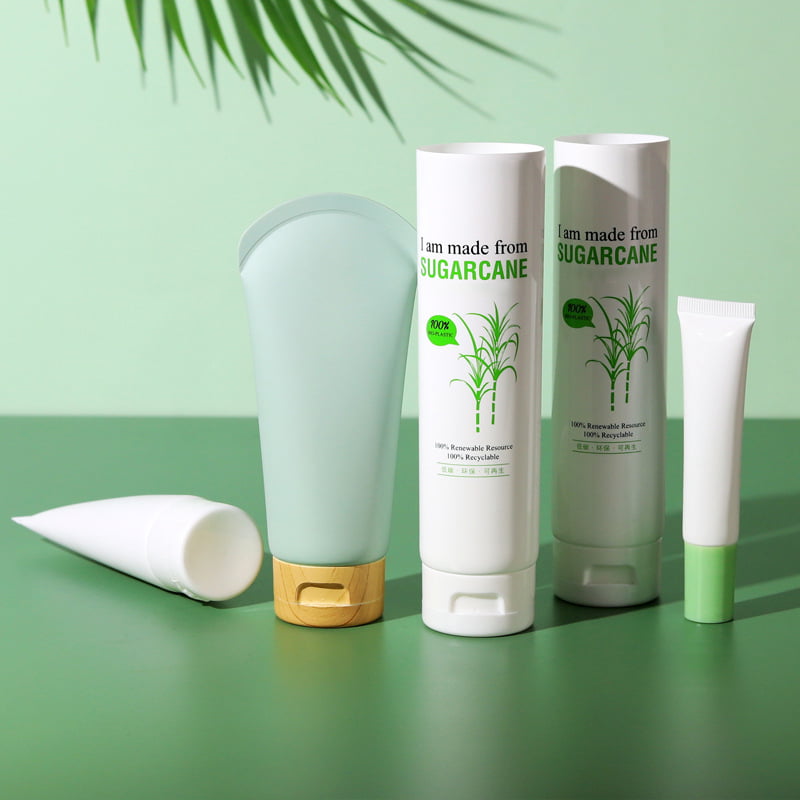 Matte finish sugarcane bioplastic cosmetic tubes