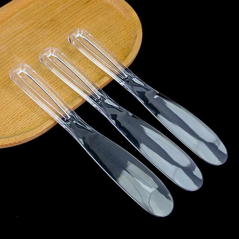 Transparent and solid color PS cosmetic spatulas and spoons for premium face cream application
