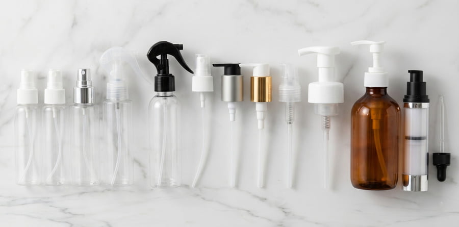 Collection of cosmetic packaging pumps