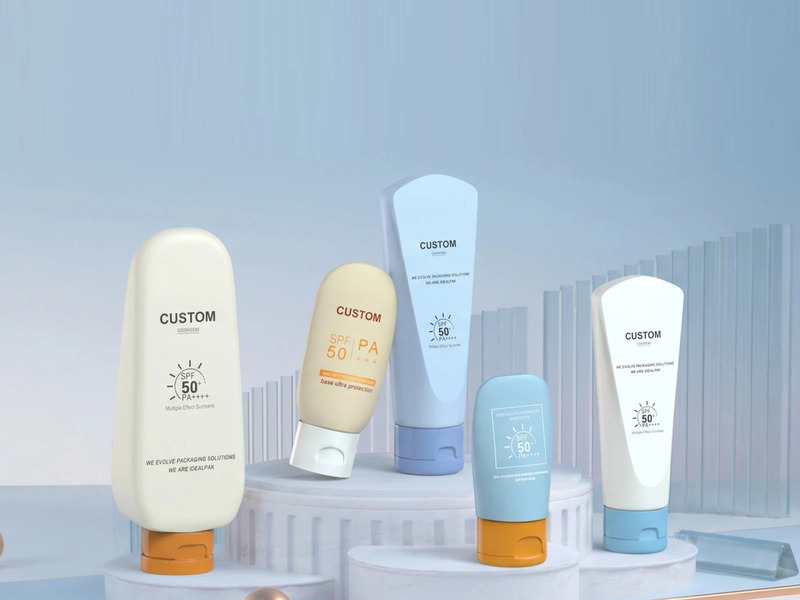 Cosmetic squeeze tubes in different shapes and colors